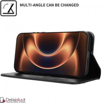 Dirbtinės odos atverčiamas dėklas su skyreliais - juodas (Xiaomi 17 Ultra) Dirbtinės odos atverčiamas dėklas su skyreliais - juodas (Xiaomi 17 Ultra)